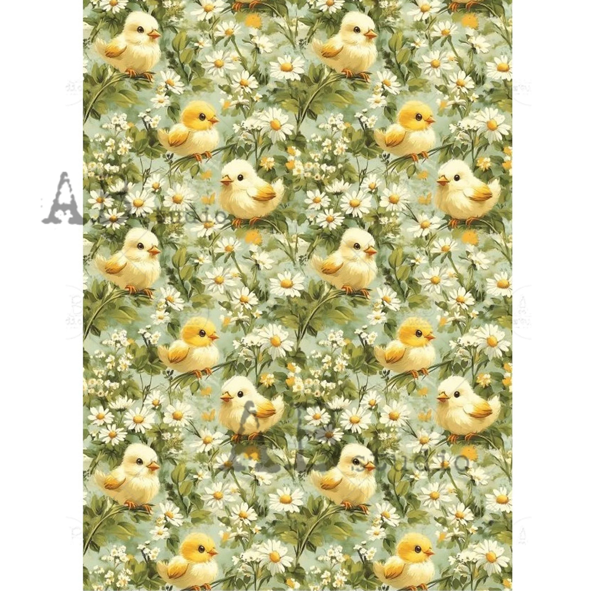 Carte Italiano - Farmhouse Chicks & Daisies Decoupage Paper (A4 Size) - Image 2