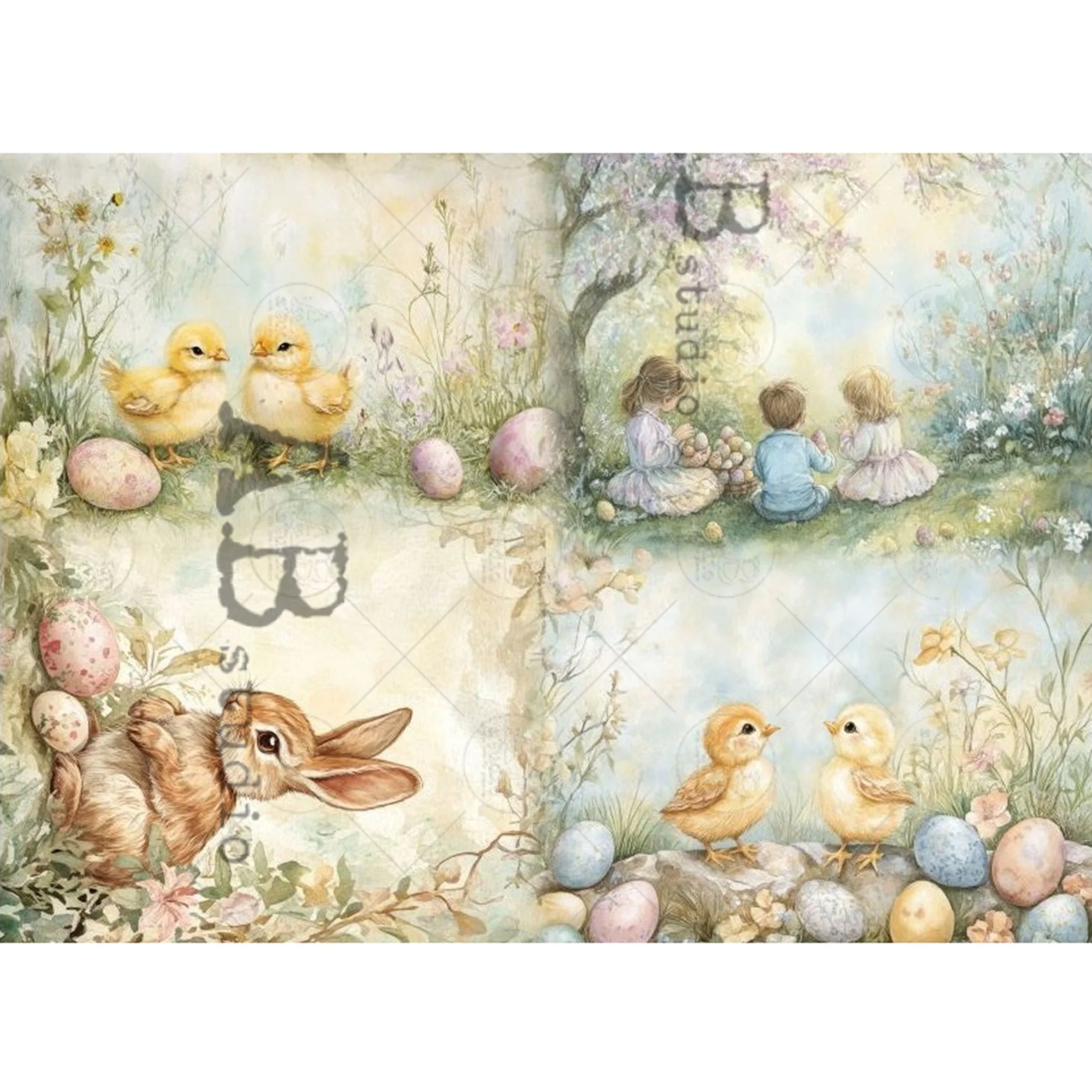 Carte Italiano - Spring Easter Patchwork Decoupage Paper (A4 Size)