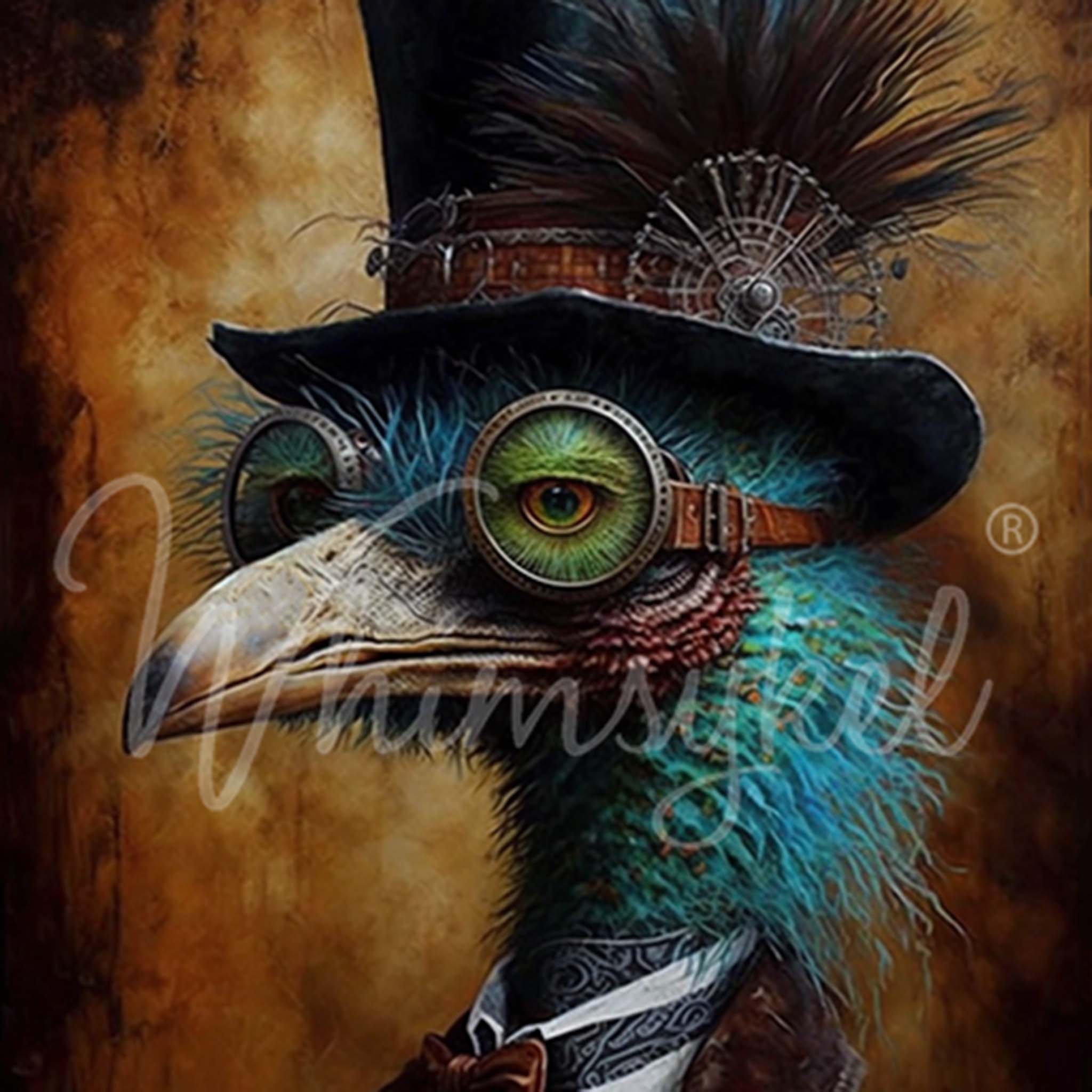 Whimsykel - Cogsworth Ostrich Decoupage Paper (21x29, 14x20)