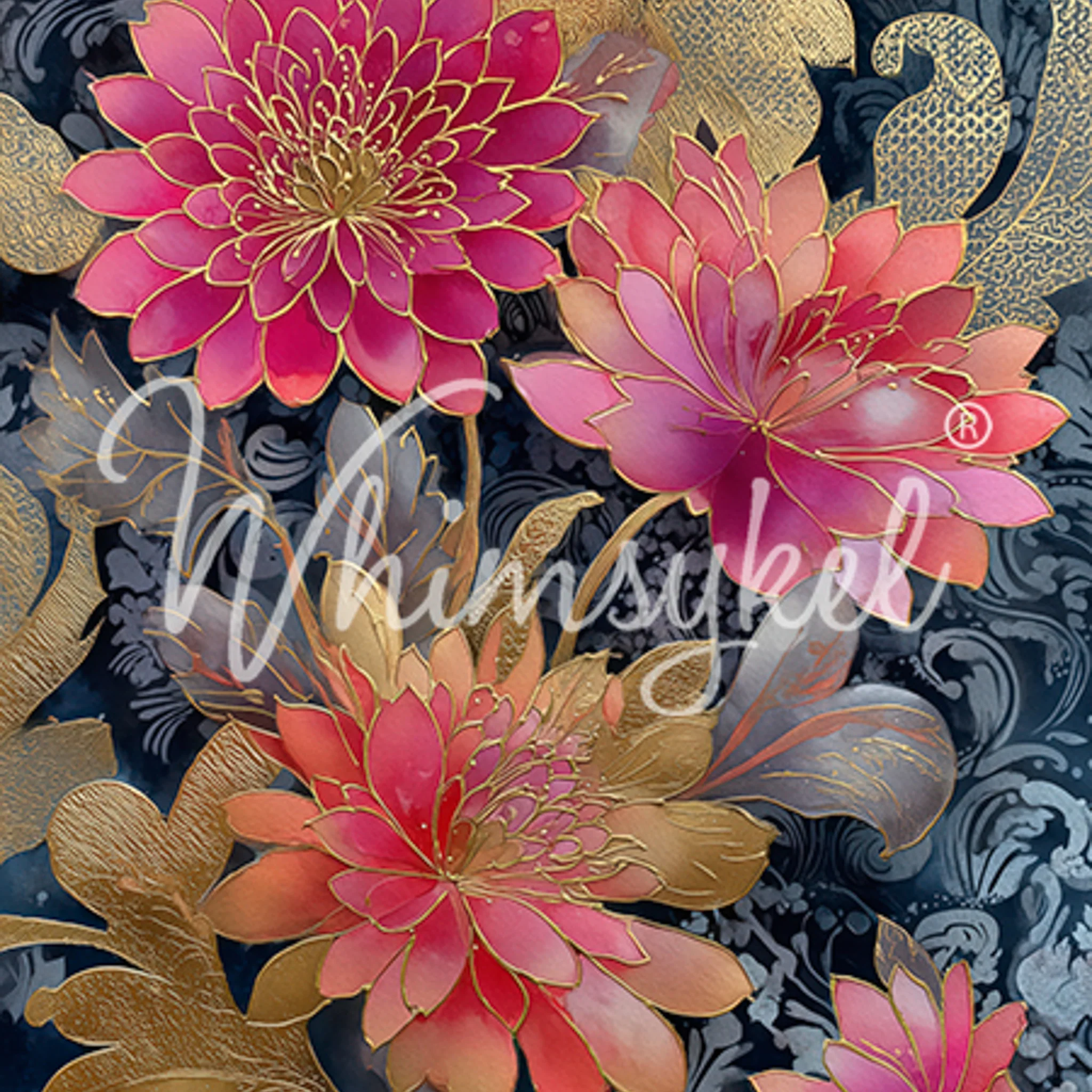 Whimsykel - Gilded Flowers Decoupage Paper (21x29 Size)