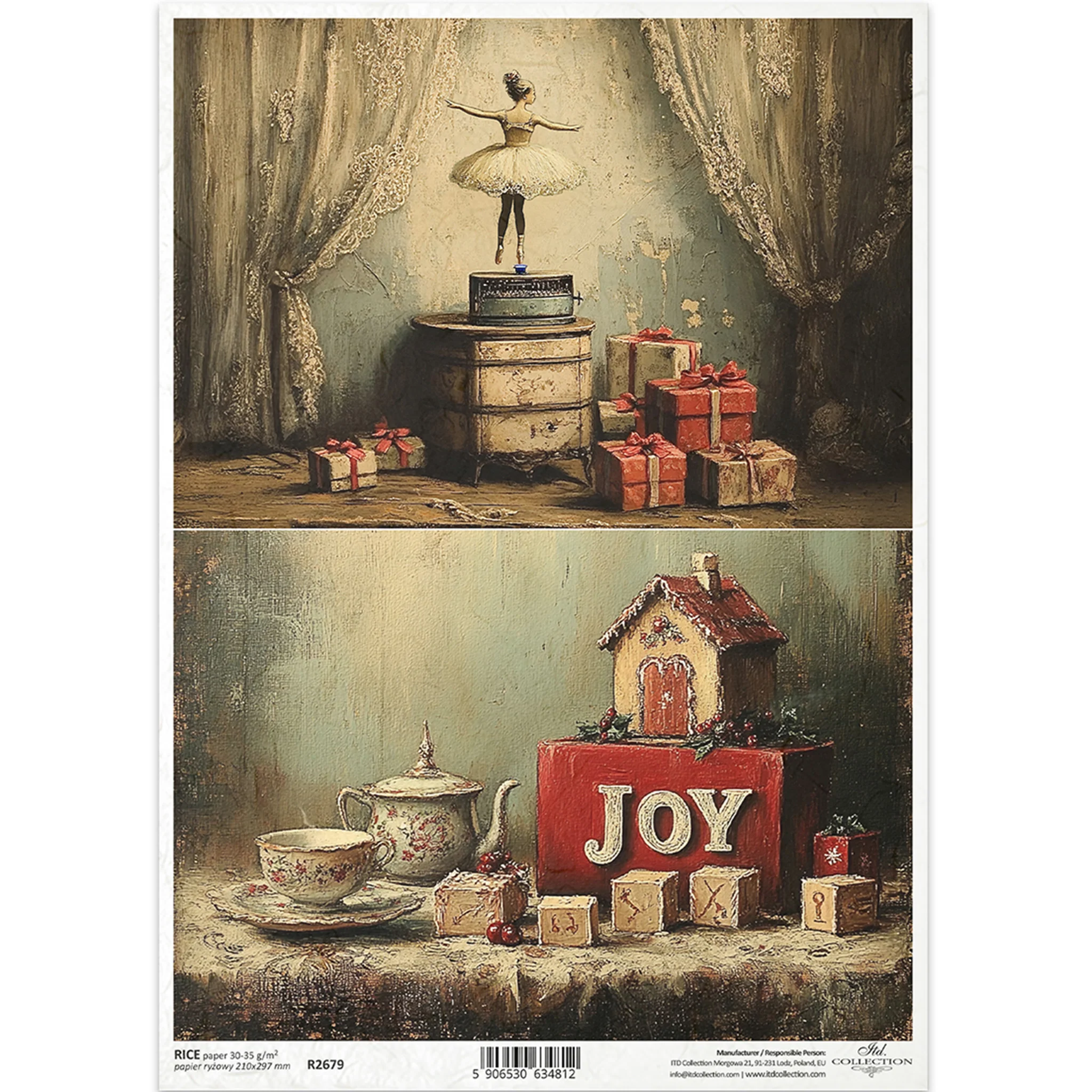 ITD Collection - Vintage Holiday Joy Decoupage Paper (A4 Size) - Image 3