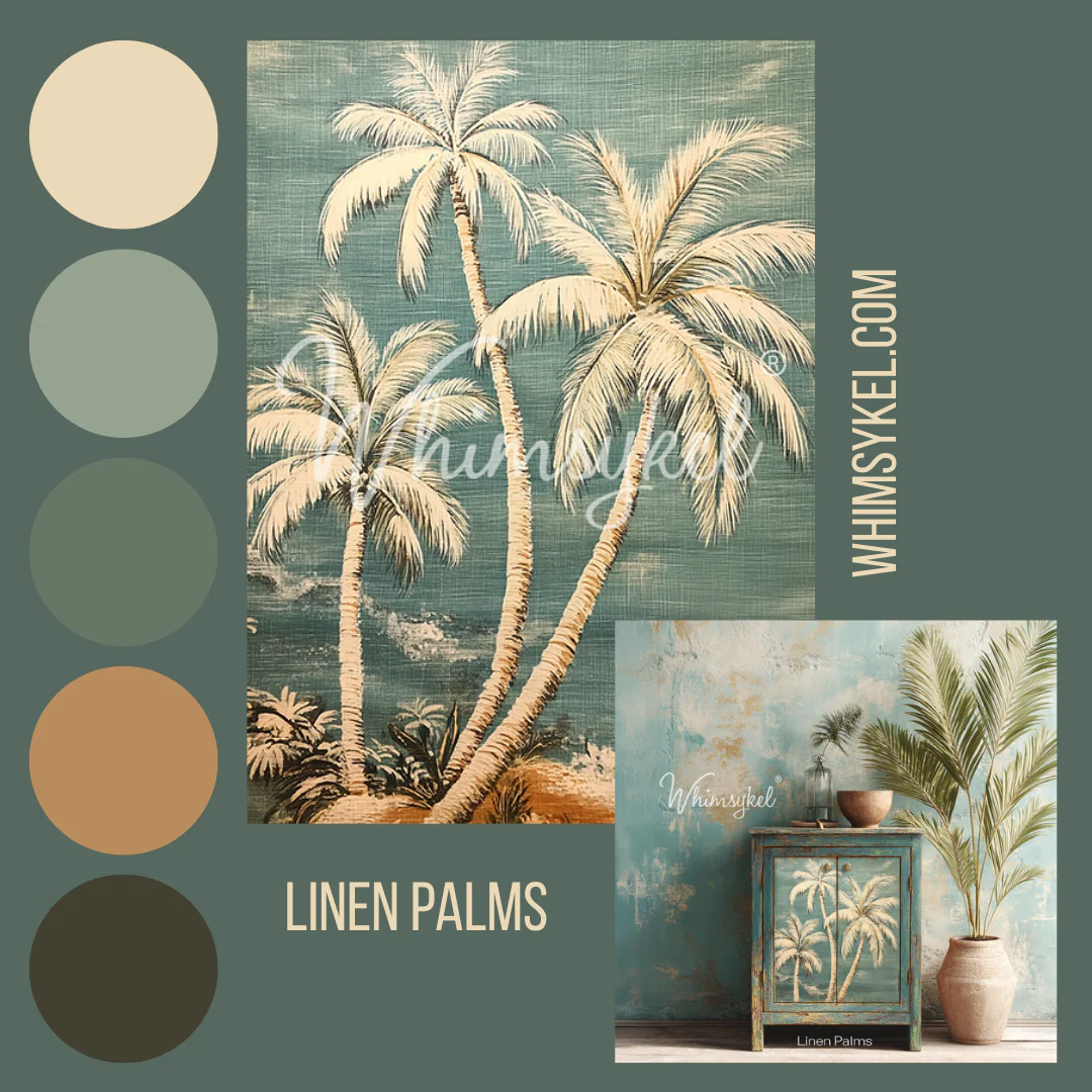 Whimsykel - Linen Palms Decoupage Paper (21x29 Size) - Image 3