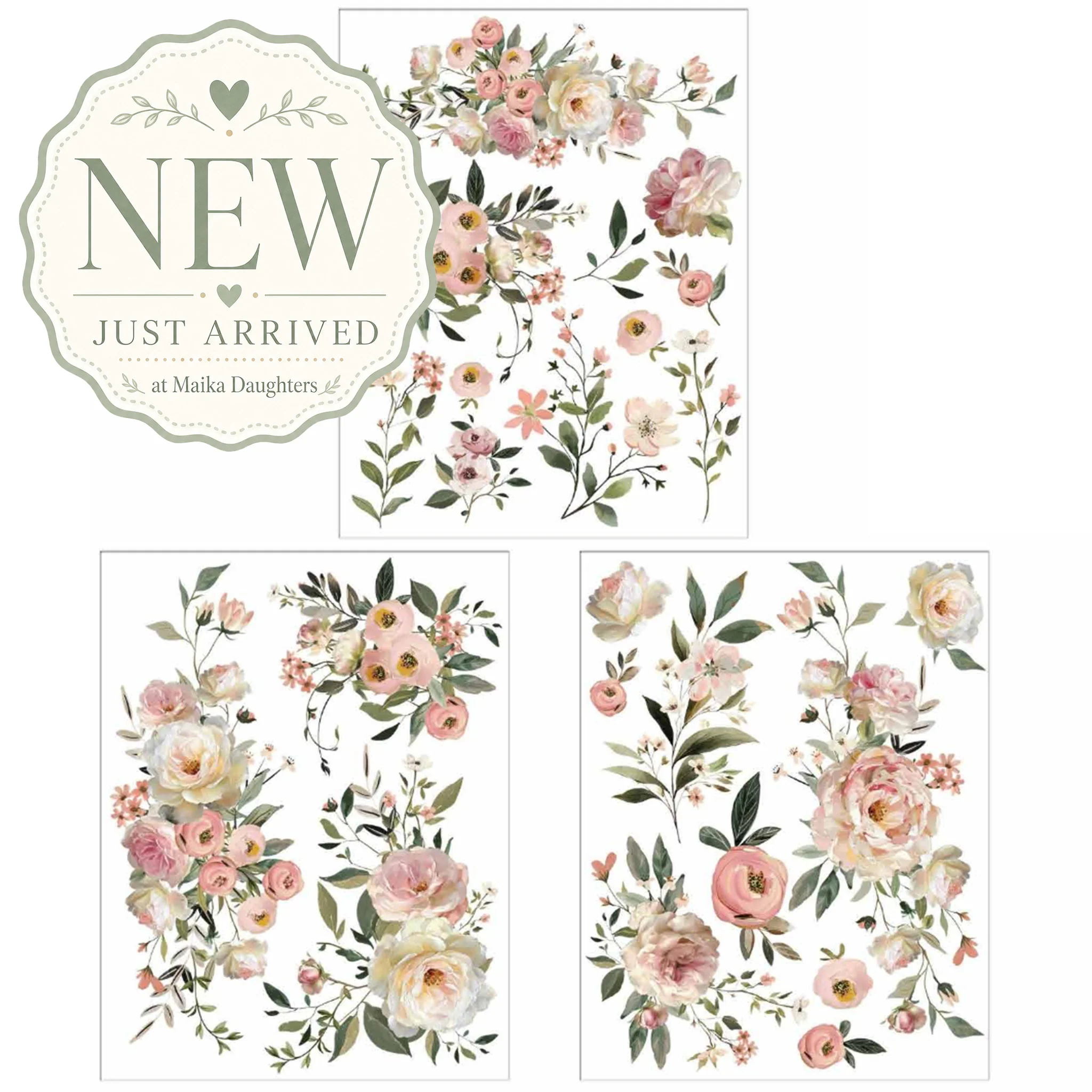 ReDesign with Prima - Blush Reverie Rub-On Transfer Set | 8.5x11, 3 Sheets