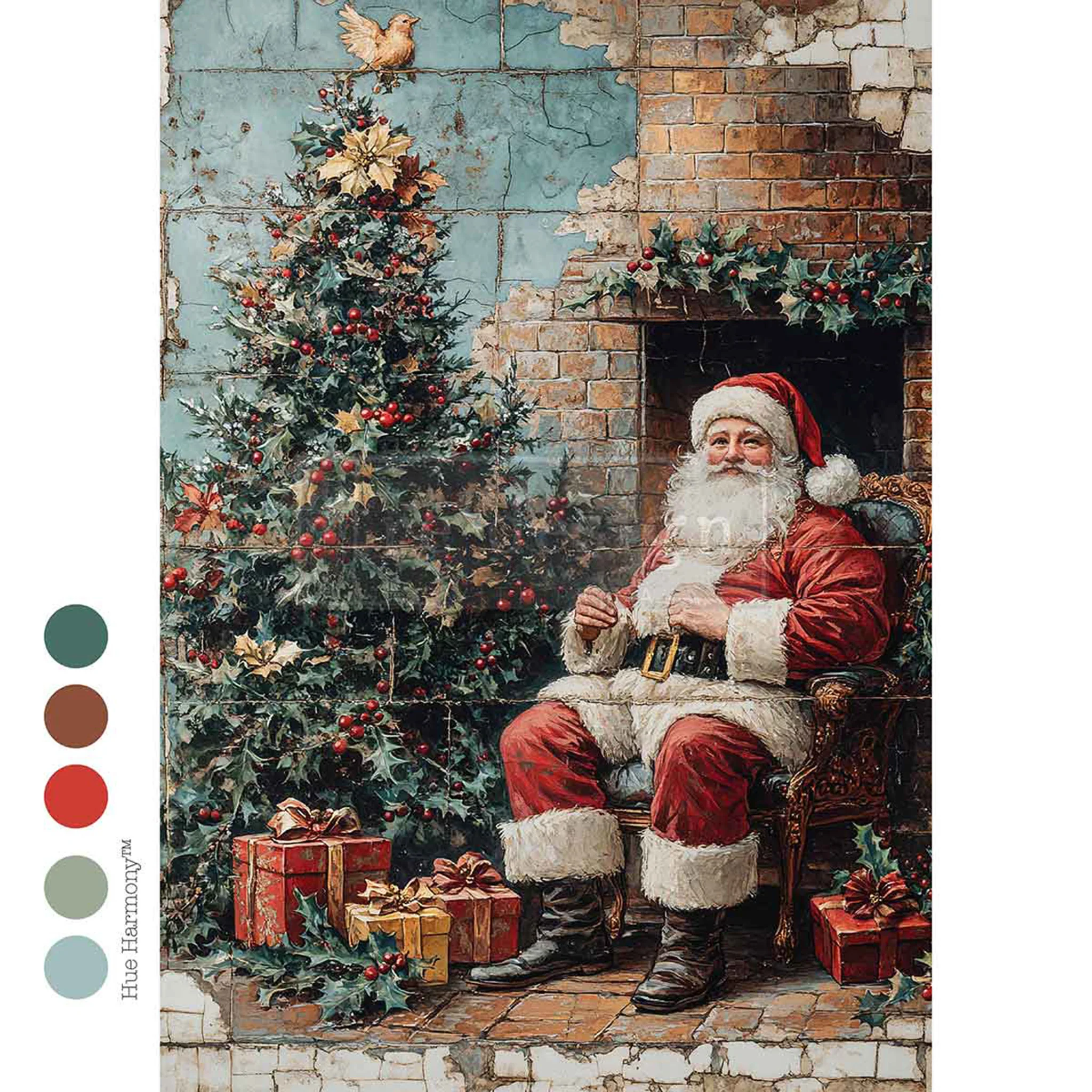 ReDesign with Prima - Cozy Claus Corner Decoupage Paper (A4 Size) - Image 4