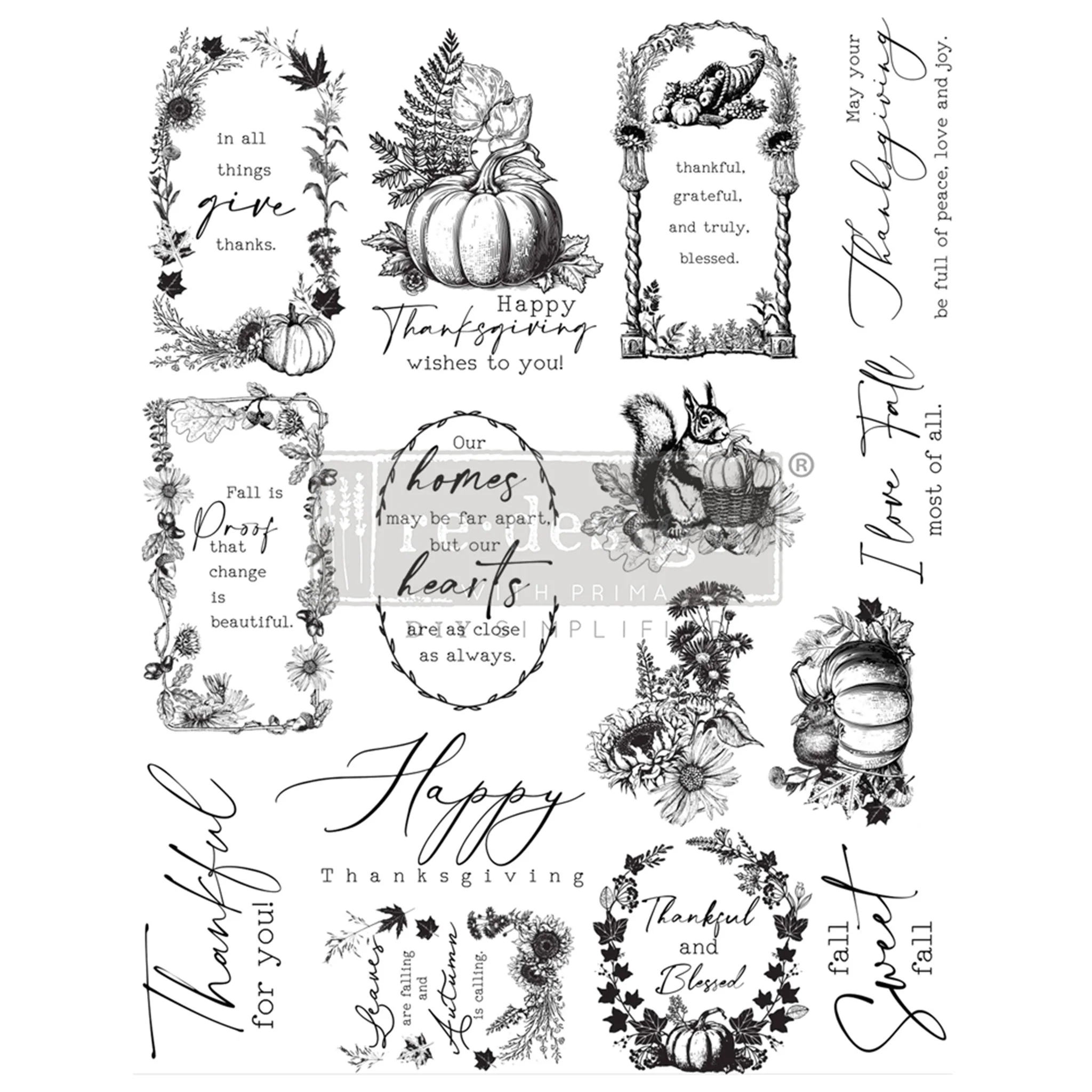ReDesign with Prima - Fall Sweet Fall Stamps for Crafting (8.5x11 Size)