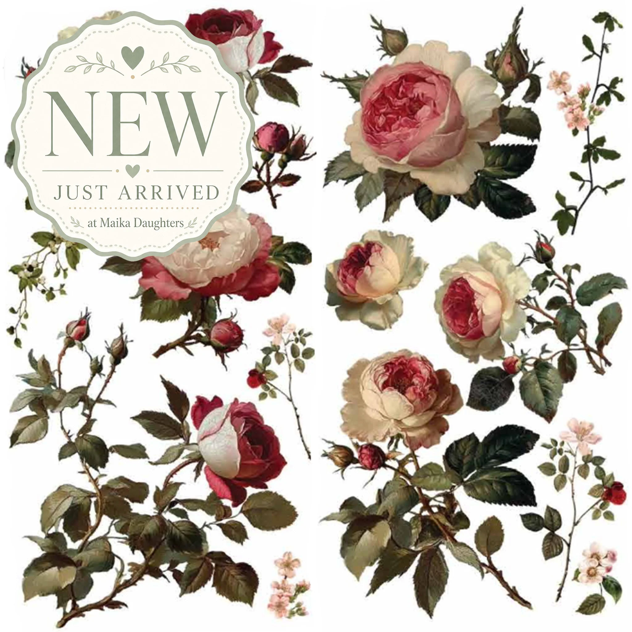 ReDesign with Prima Midnight Rose Rub-On Transfer | 6x12, 3 Sheets