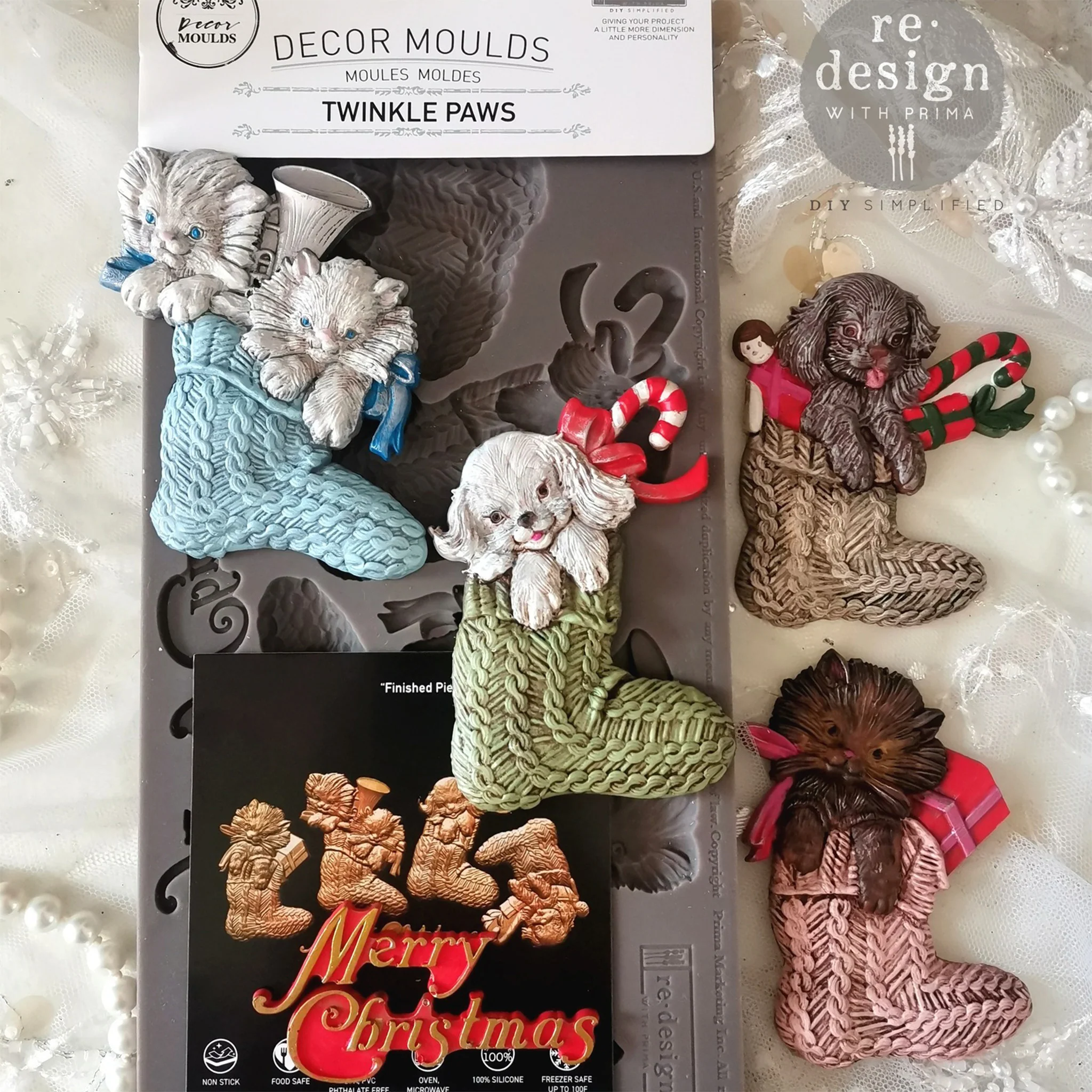 ReDesign with Prima - Twinkle Paws Stockings Silicone Mold (5x10 Size) - Image 2