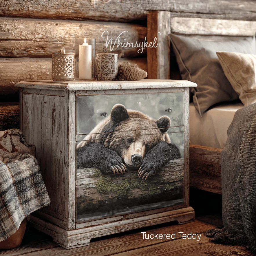 Whimsykel - Tuckered Teddy Decoupage Paper (21x29 Size) - Image 2