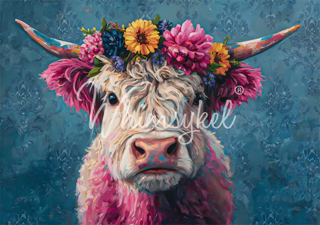 Whimsykel Magenta Moo Highland Cow Decoupage Paper | 21x29 - Image 3