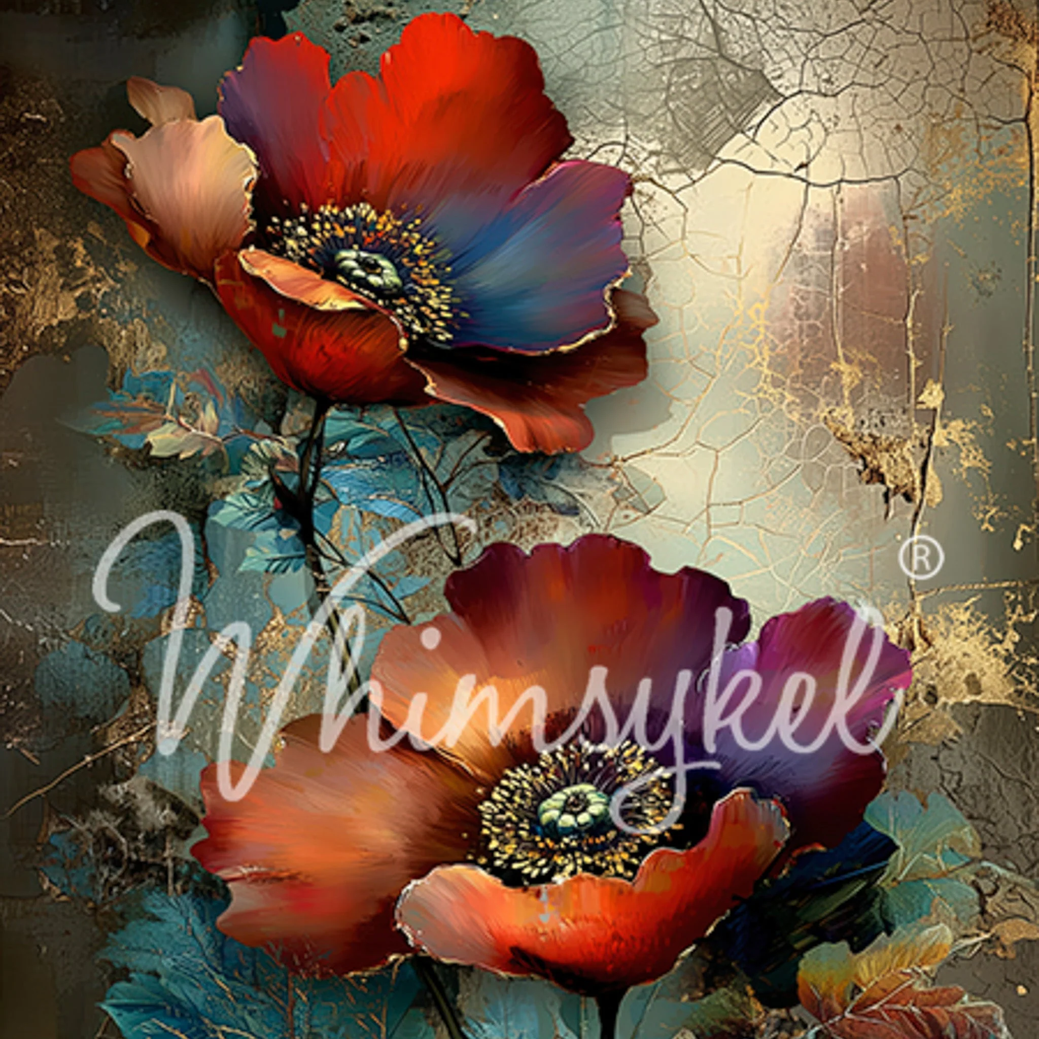 Whimsykel Moody Petals Decoupage Paper | 21x29 Furniture Paper