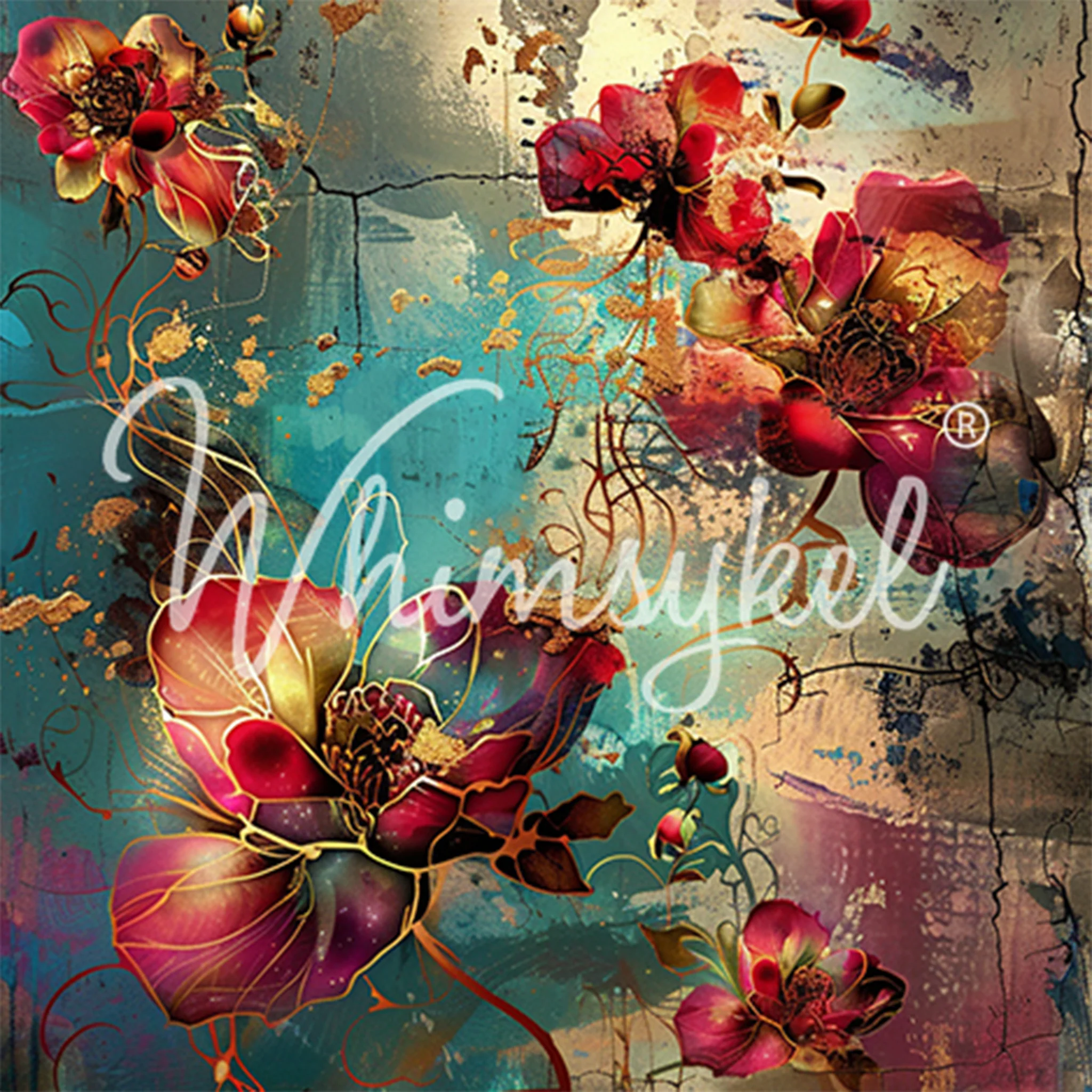 Whimsykel - Patina Petals Decoupage Paper (21x29, 14x20)