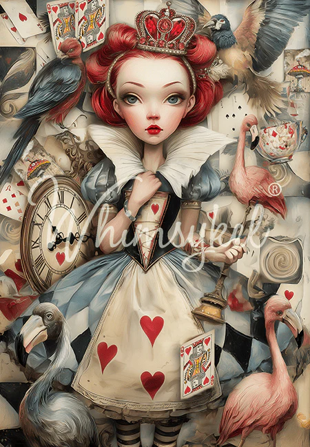 Whimsykel - Queen of Hearts Decoupage Paper (21x29 Size) - Image 3