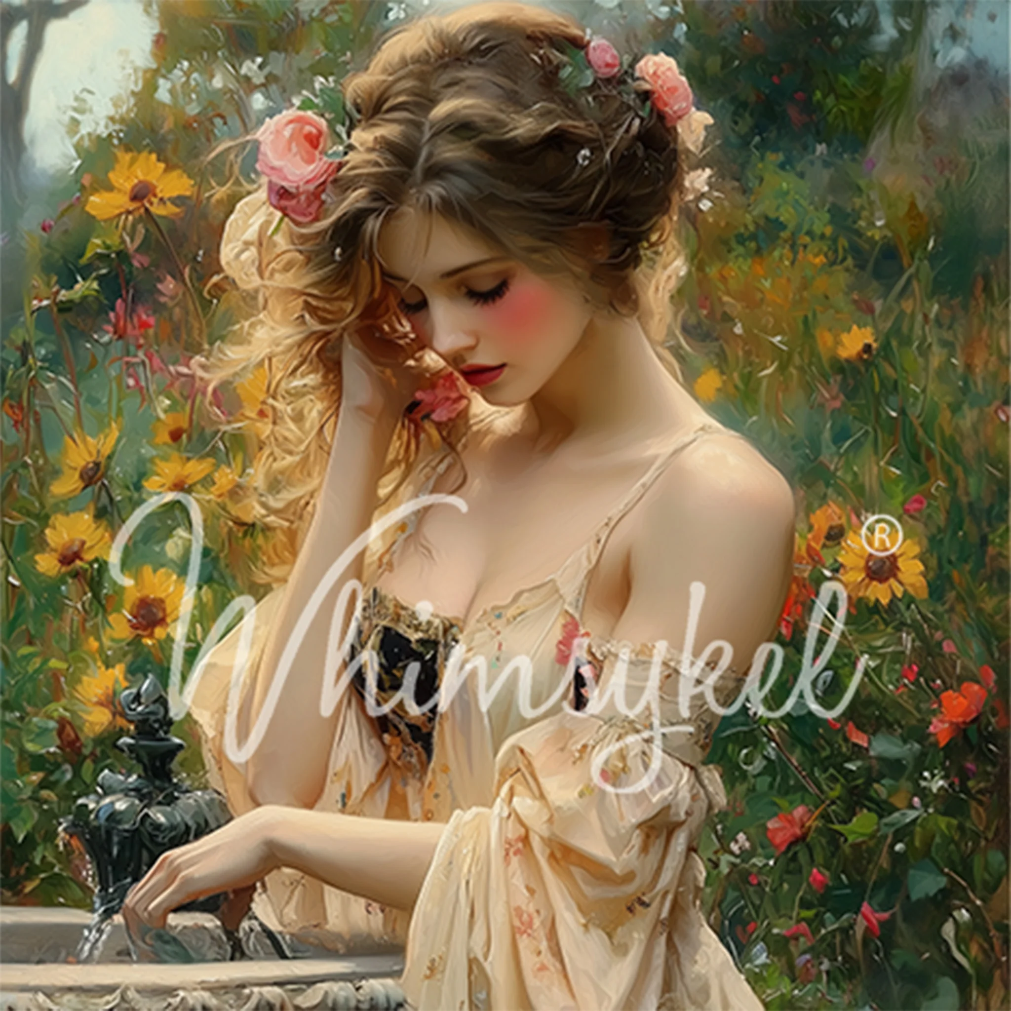 Whimsykel - Rosewater Fountain Decoupage Paper (21x29, 14x20)