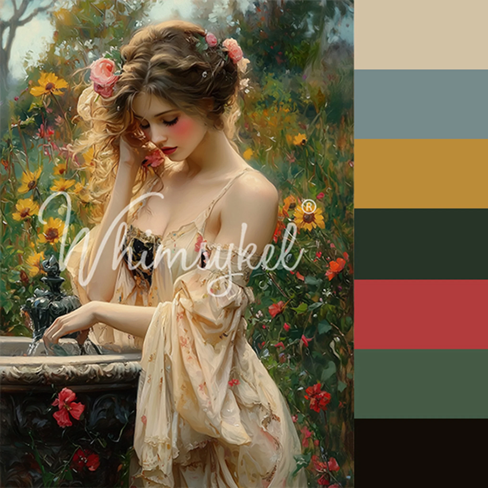 Whimsykel - Rosewater Fountain Decoupage Paper (21x29, 14x20) - Image 4